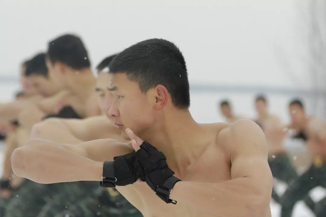 雪中练兵武警特战队员赤膊上阵斗风雪