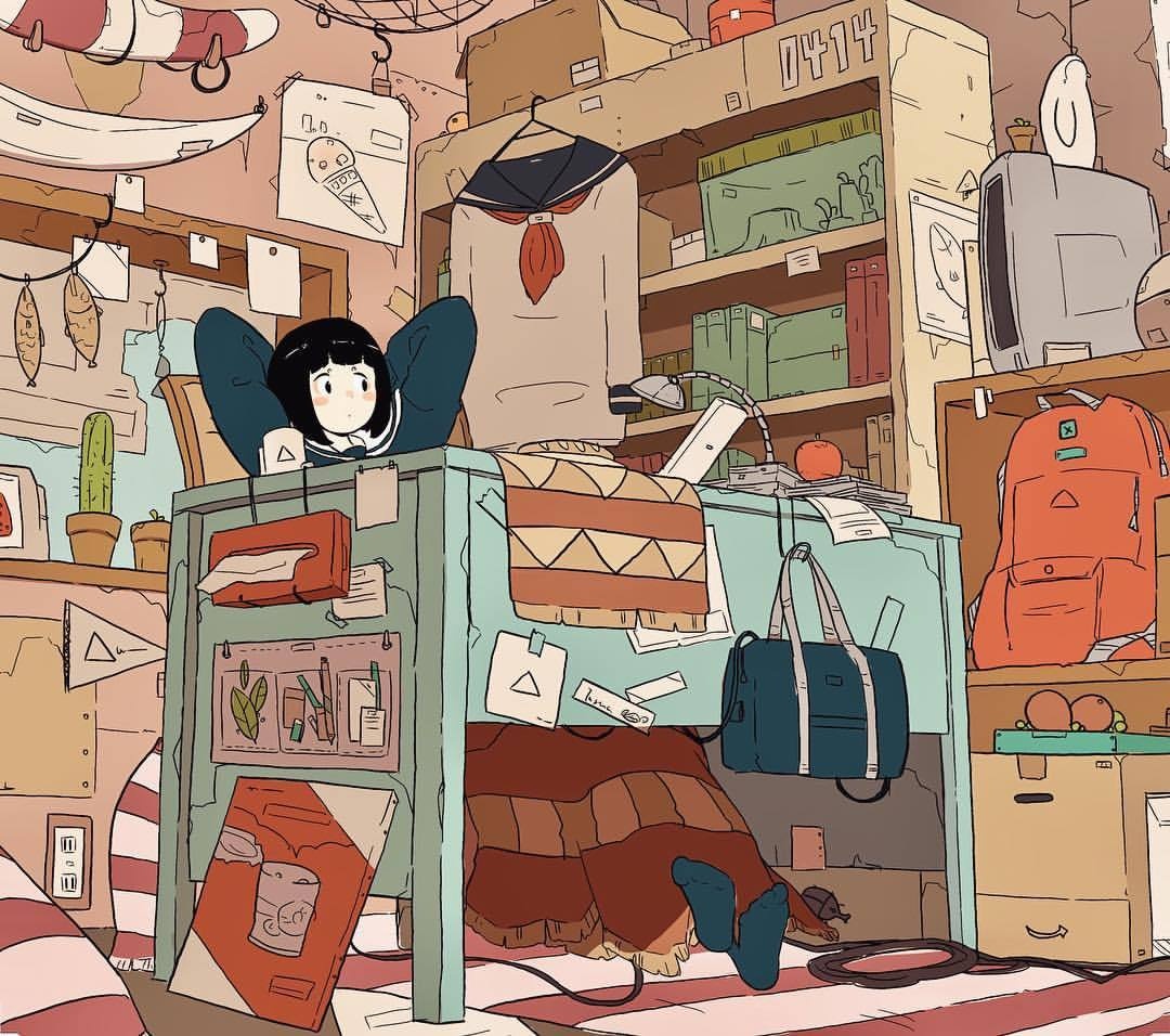 慵懒的女孩和杂乱的宿舍daisukerichard444