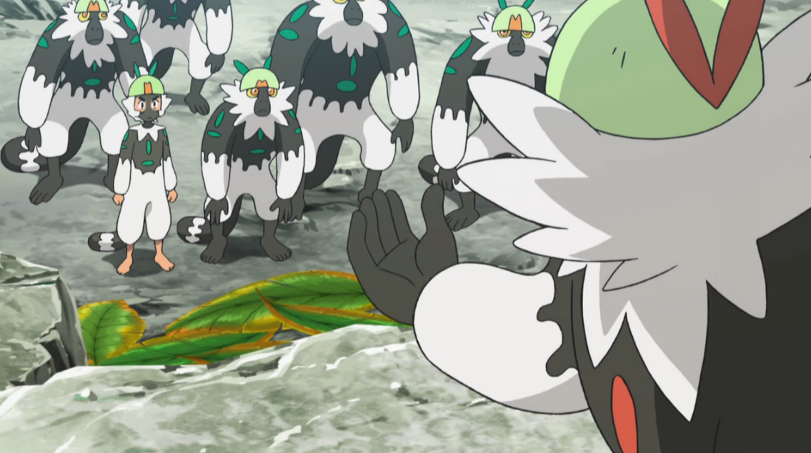 渐渐的,大家都参与了进来,小智成功和投掷猴打成一片.