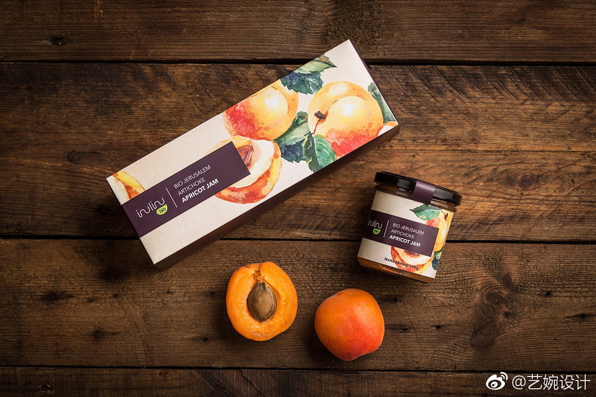 inulinu菊木素酮糖和果酱玻璃瓶装罐头品牌包装设计