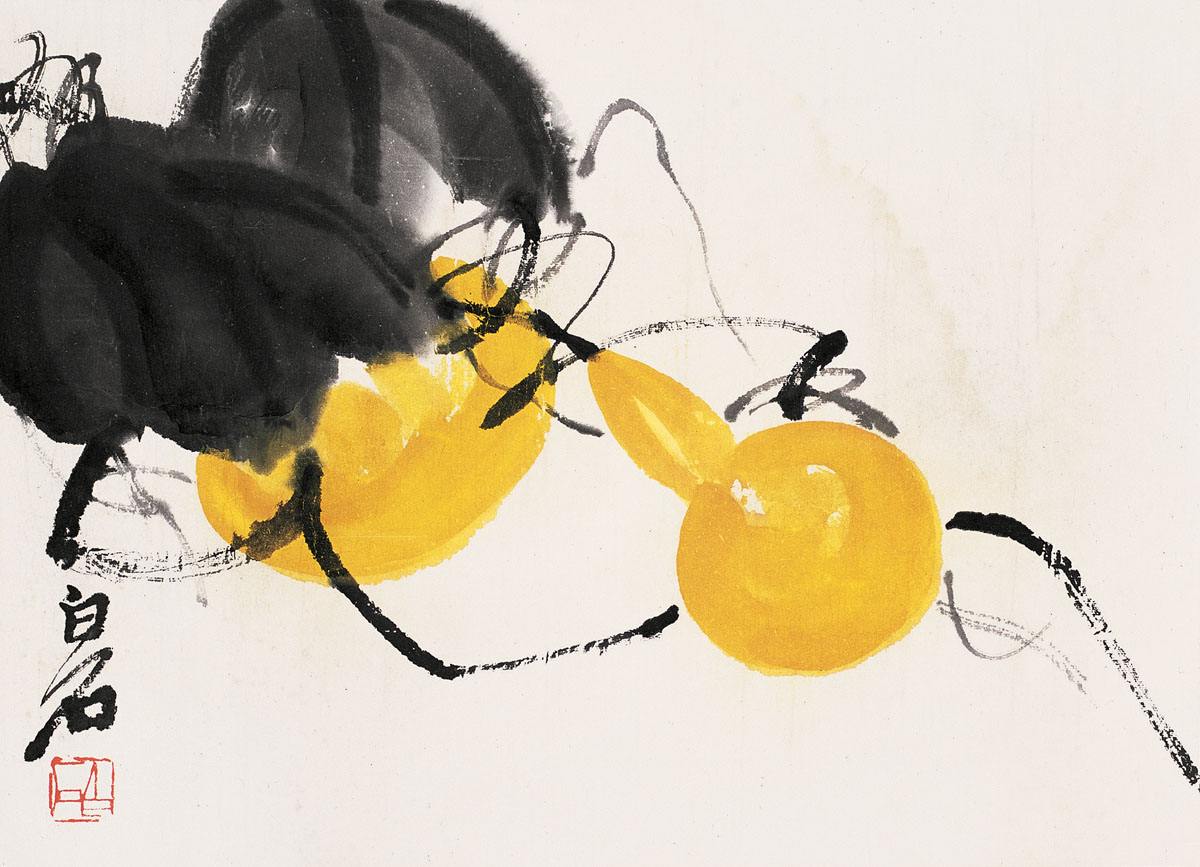 齐白石艺术中心:齐白石传人汤发周的《葫芦》观后无人不称绝!