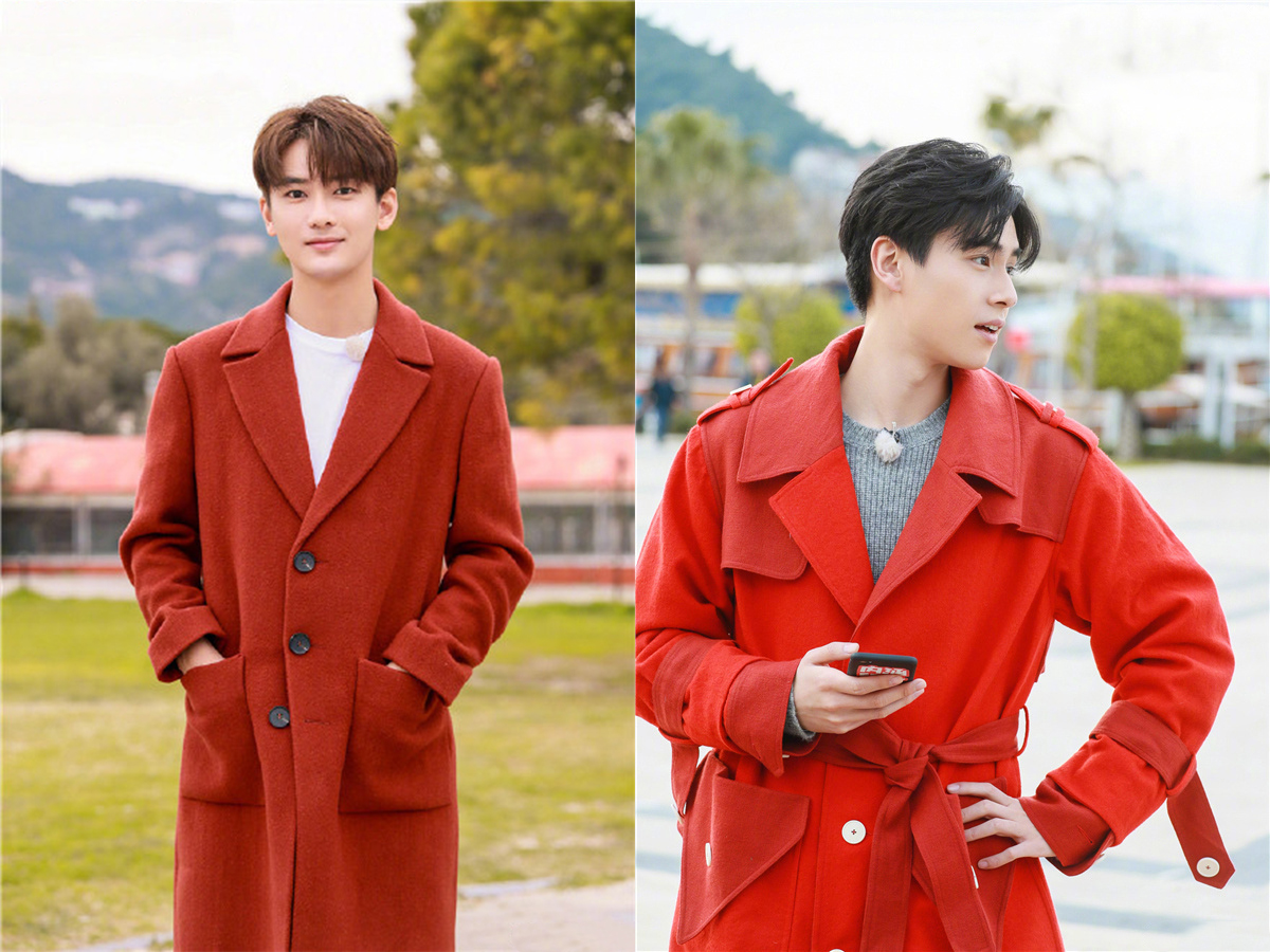 胡一天与熊梓淇同穿红色风国民老公和校园男神气质差别真大