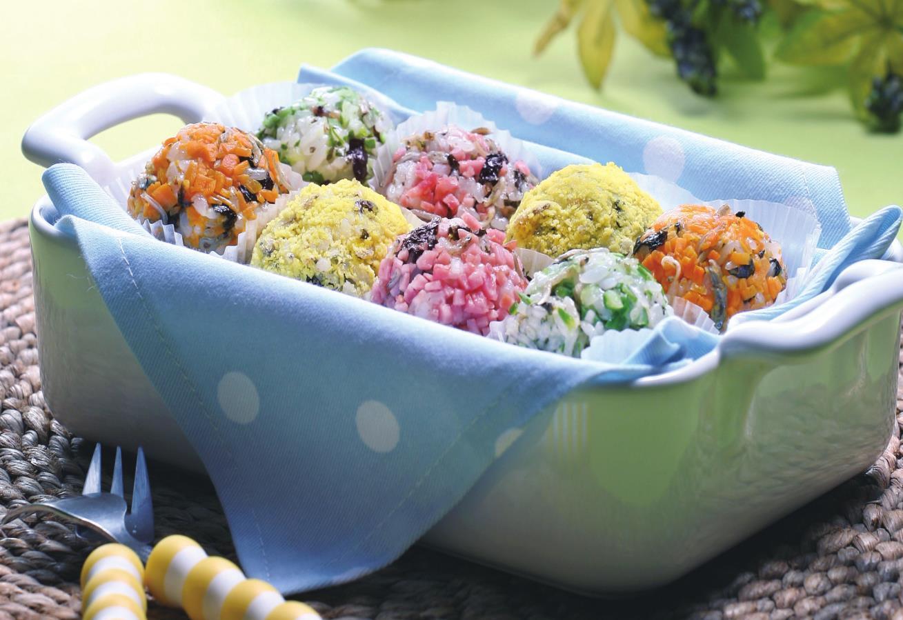 彩色饭团 颜色鲜艳 营养丰富非常适合孩子吃... 来自美食生活网纪财主