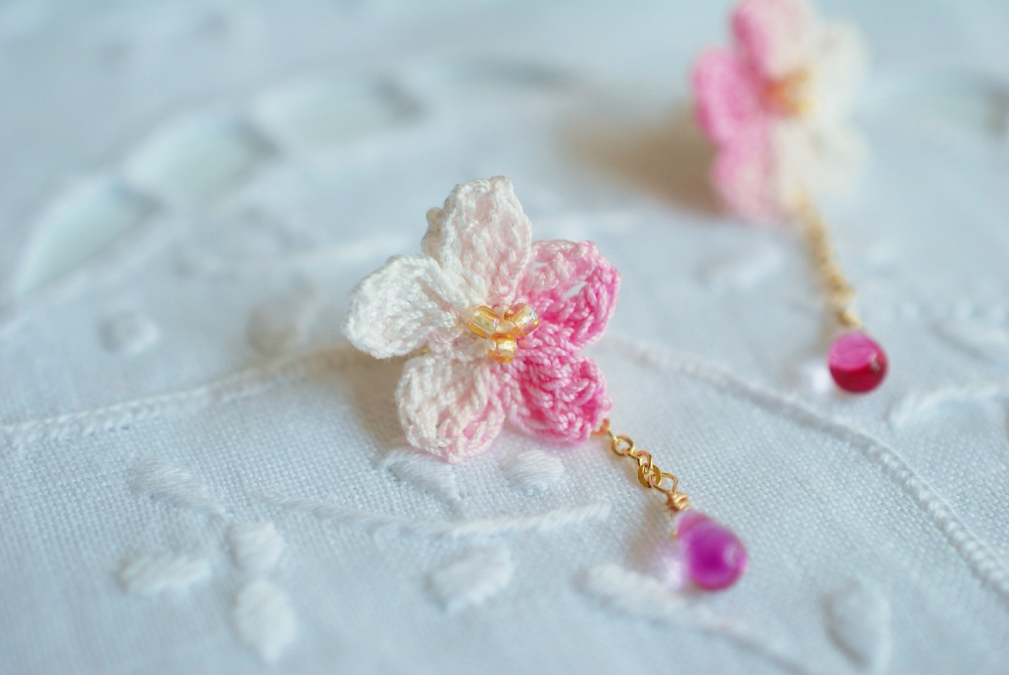 微型钩织樱花 满满都是春天的气息