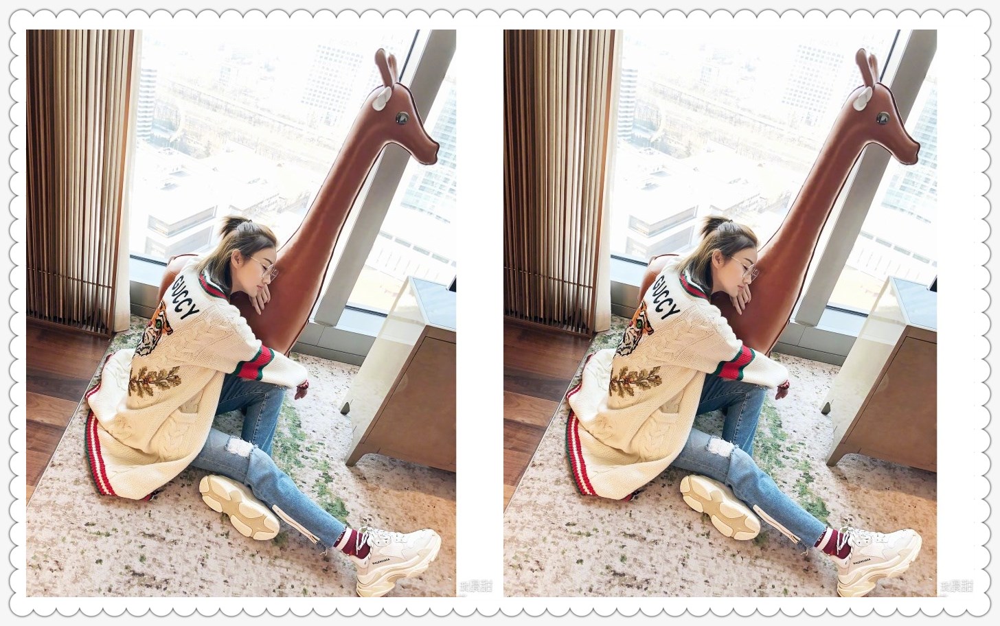 景甜这回终于穿对了,针织衫搭牛仔裤,春天这样穿美的很出众!