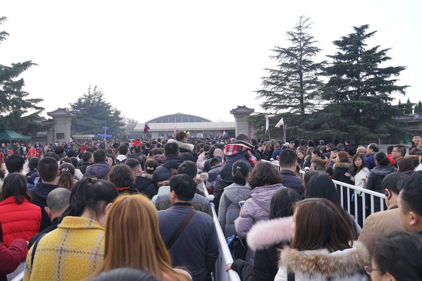 初四在兵马俑景区亲历火爆场面,排队长龙叹为观止!