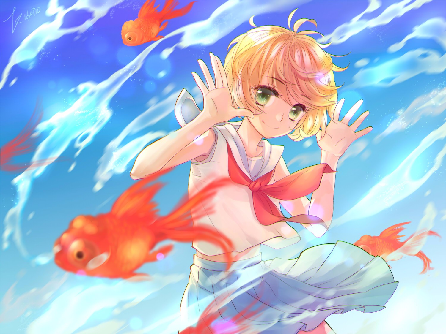 插画二次元游到你心里的鱼