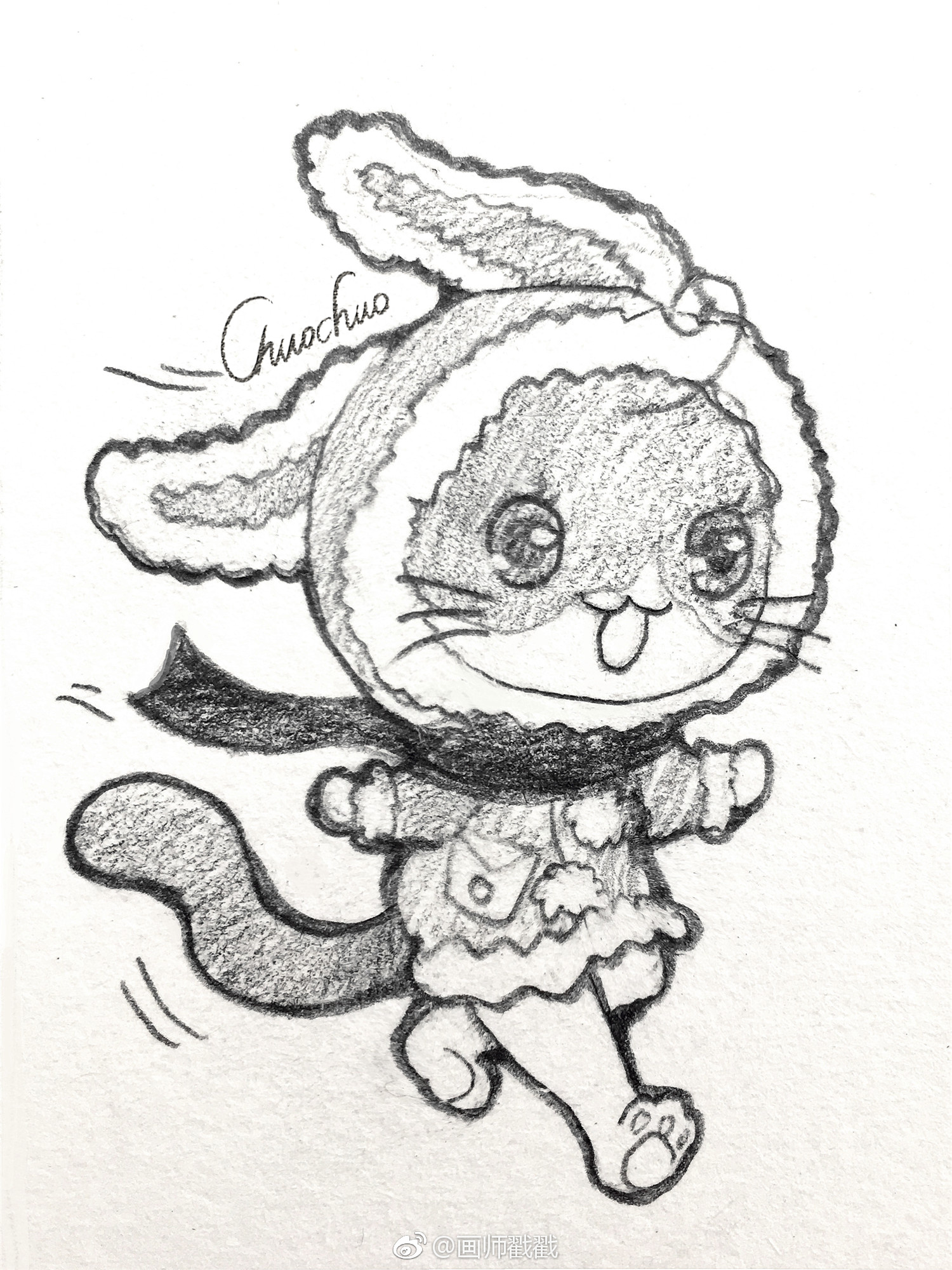 以我闺女为原型简单的画了一套铅笔画萌猫图