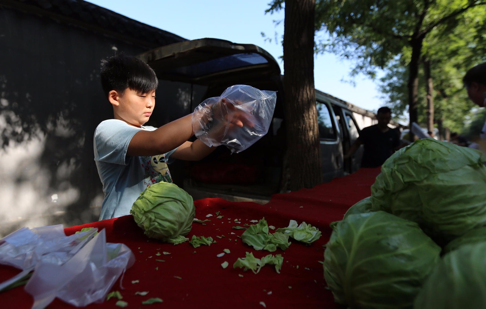 12岁少年凌晨5点帮妈卖菜我很快乐