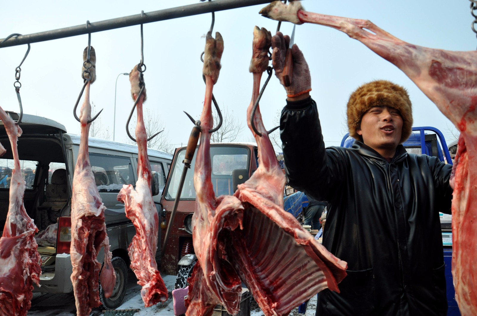 零下10℃逛青岛大集 滋补羊肉38一斤 小伙靠刀工一集卖千斤羊肉