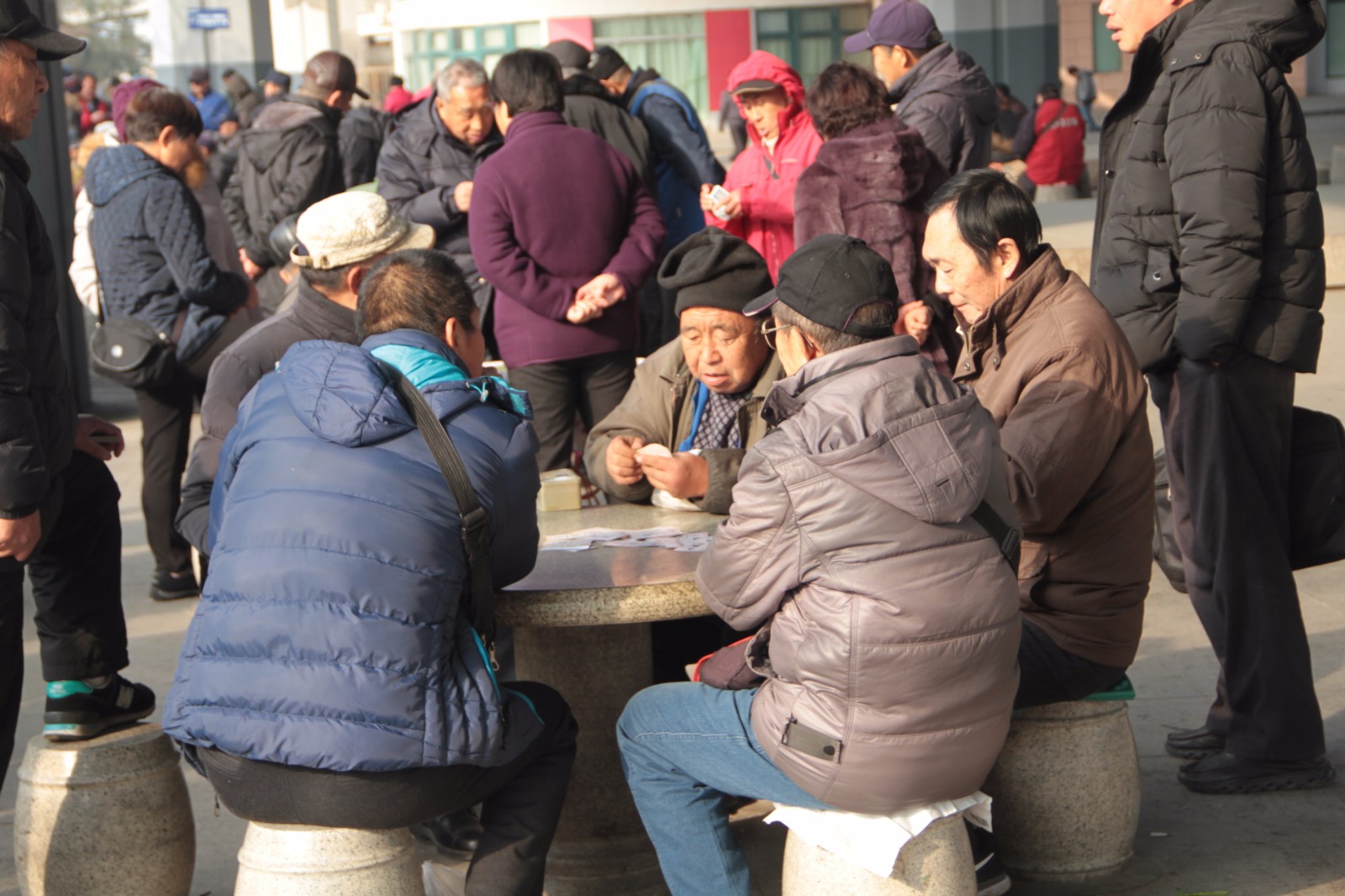 青岛快速路桥底变棋牌室百名老人扎堆打够级