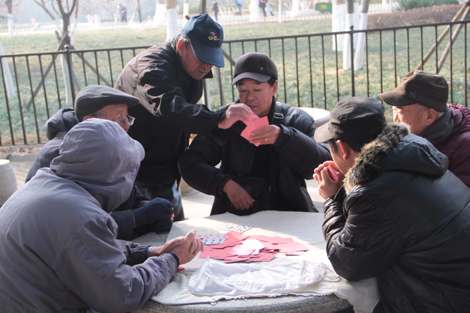 青岛快速路桥底变棋牌室百名老人扎堆打够级