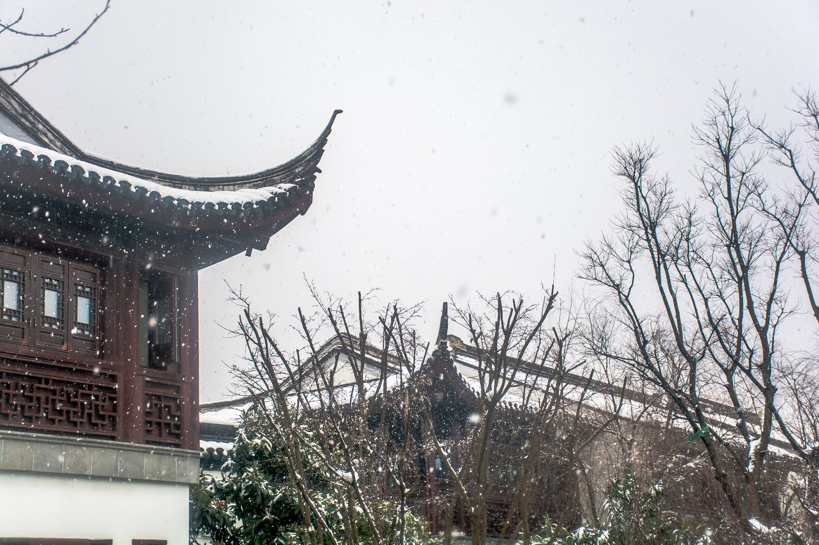 苏州雪景园区斜塘老街
