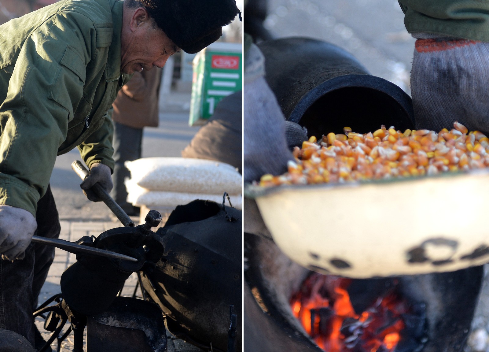 东北大叔一年手摇三千锅爆米花常年不休成名人