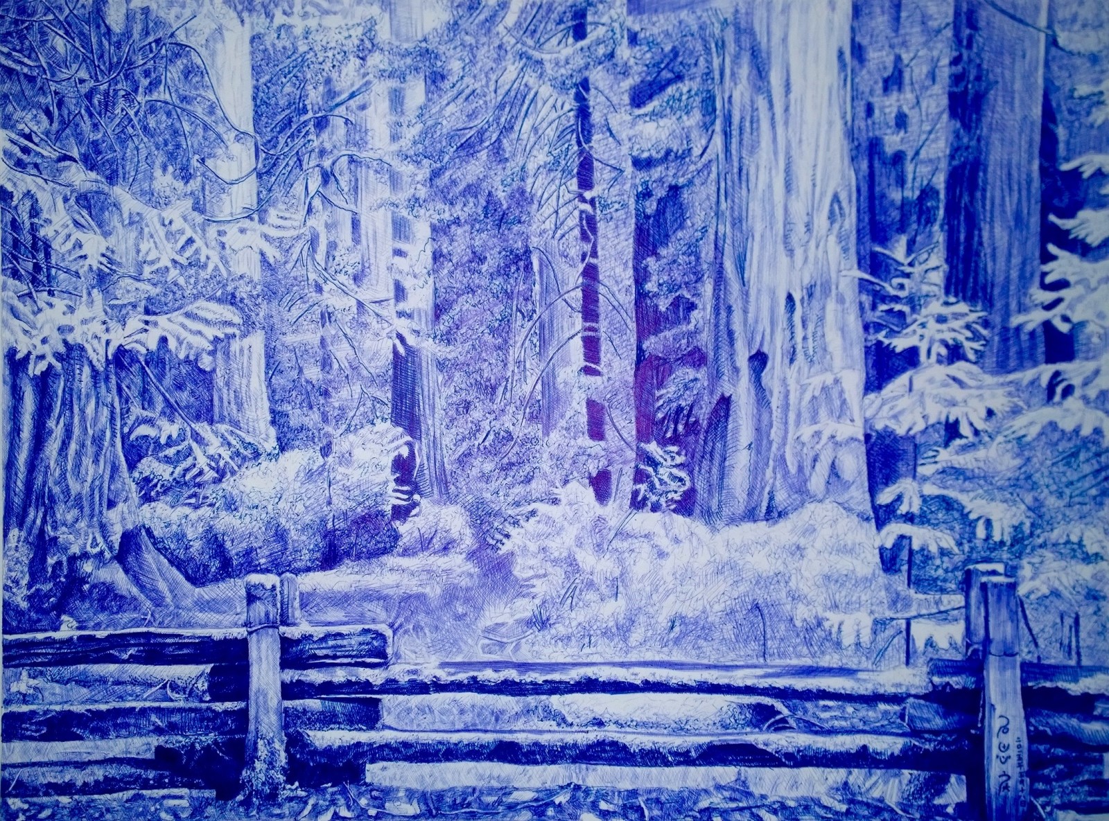 石思庆圆珠笔画《风景》