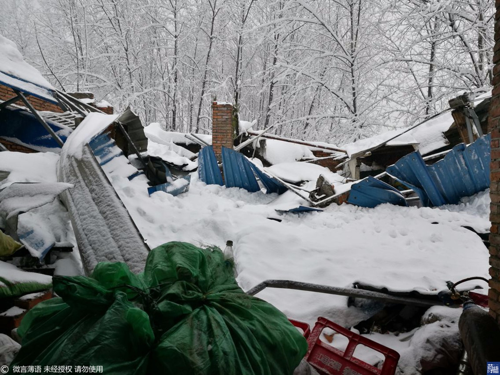 暴雪压塌工棚老人受伤,消防员趟雪千米救出_新浪看点