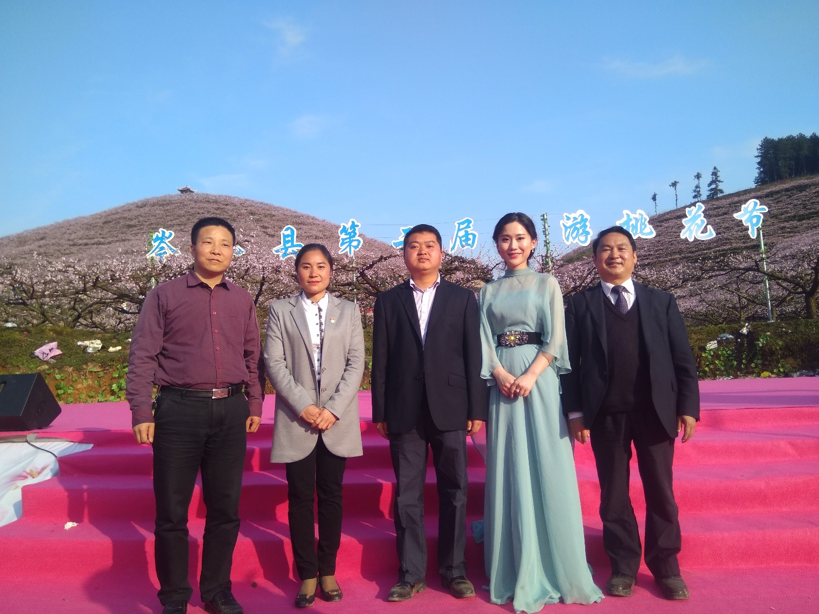 杨西音子岑巩县客楼镇第二届桃花节桃花林实景拍摄现场杨西音子岑巩县