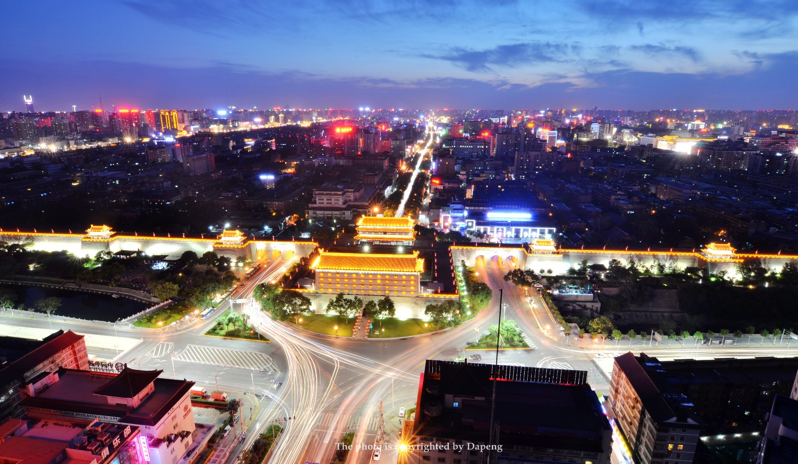 最美西安夜景之饱经沧桑的不"长乐"的长乐门美丽风光夜景