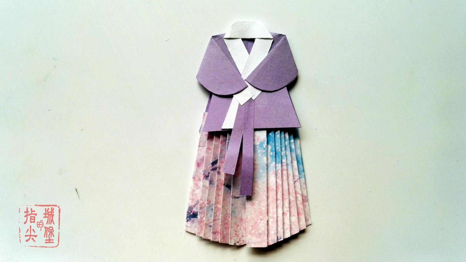 汉服折纸书签中国风折纸q版手工折纸教程图解下篇