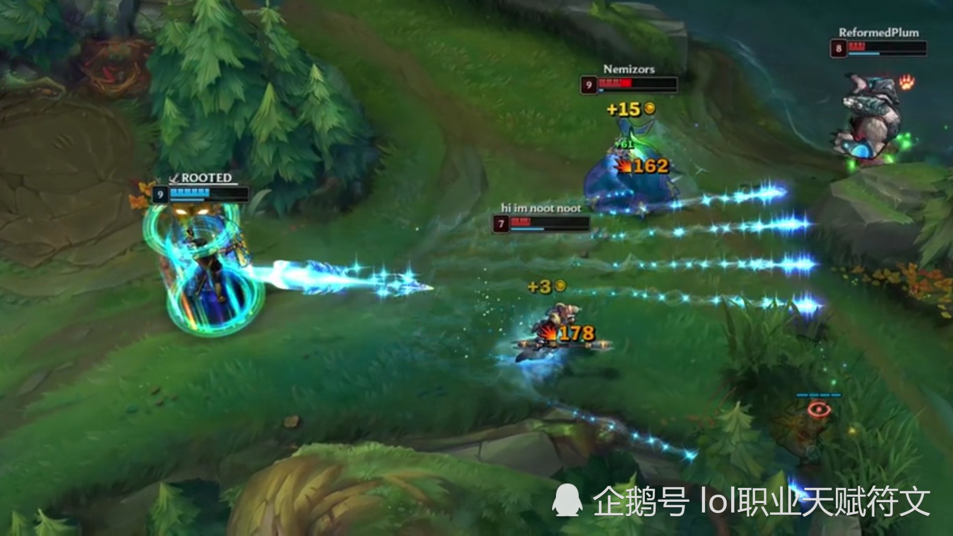 寒冰射手大招命中一个七级拉克丝,那么这个英雄基本上就要悲剧了.