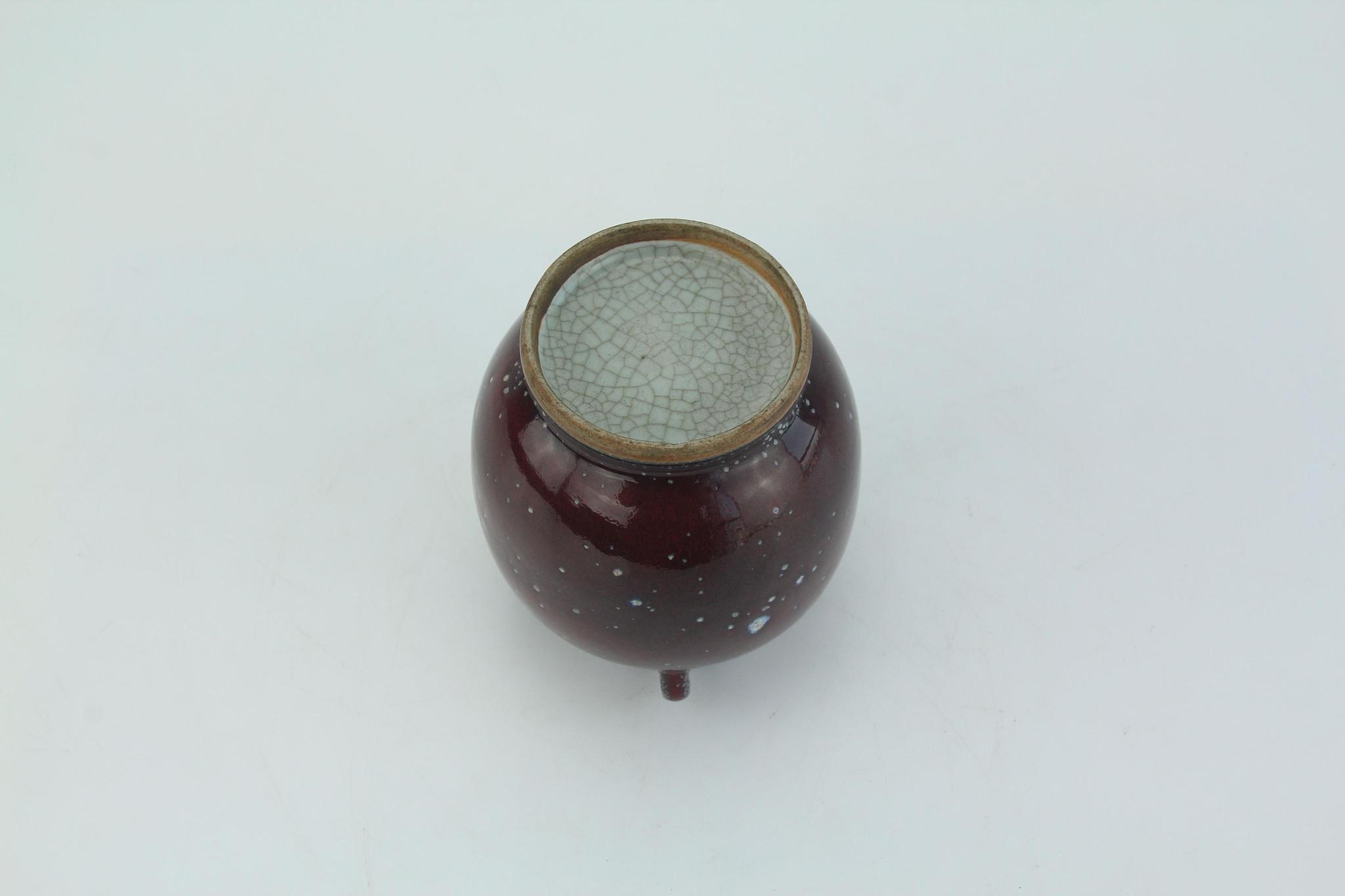 钧红雪花釉四系罐|四系罐|雪花|窑变釉_新浪新闻