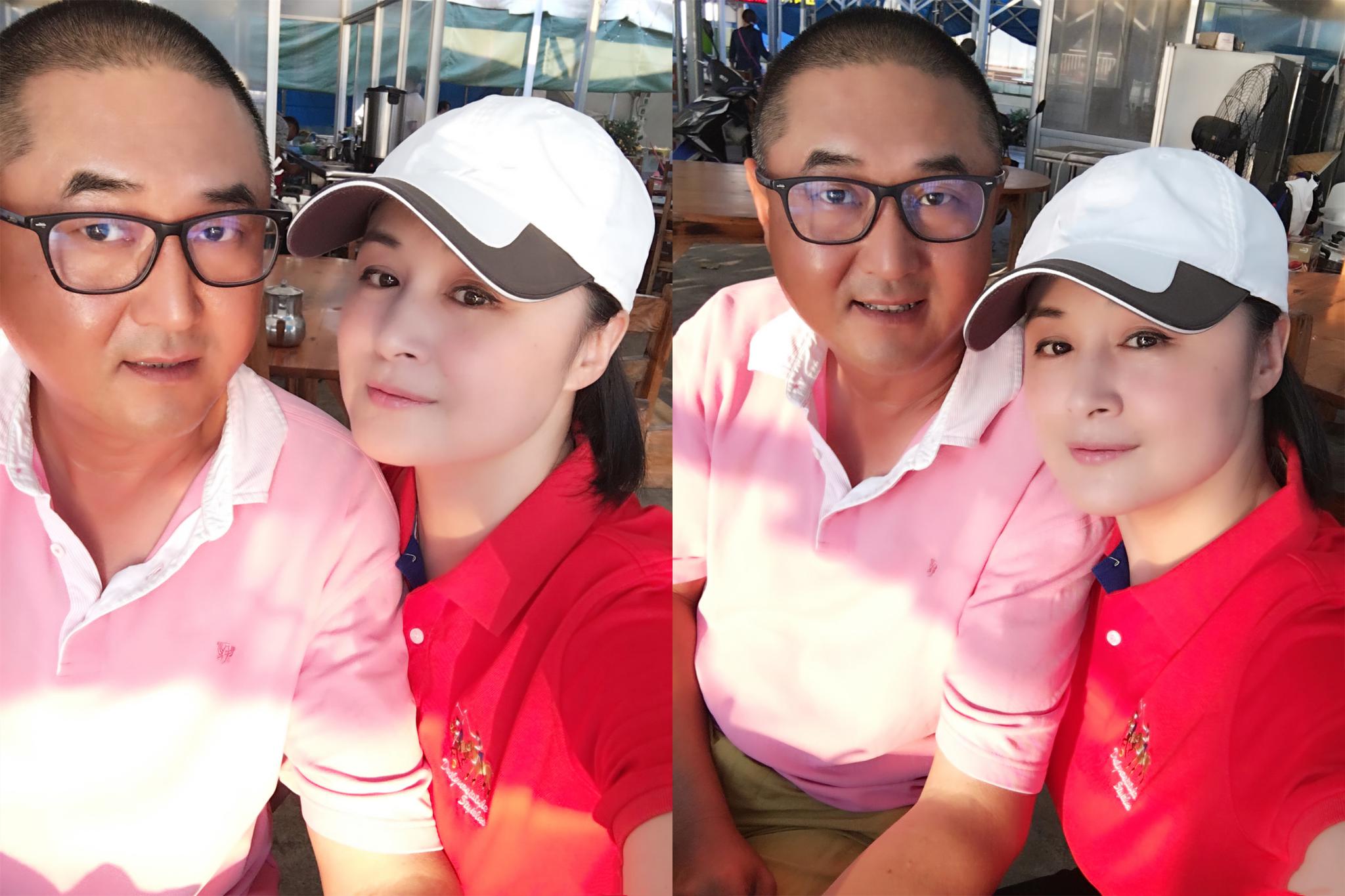 于月仙晒与老公合照,两人肤色相差大,网友:给你老公也修下图
