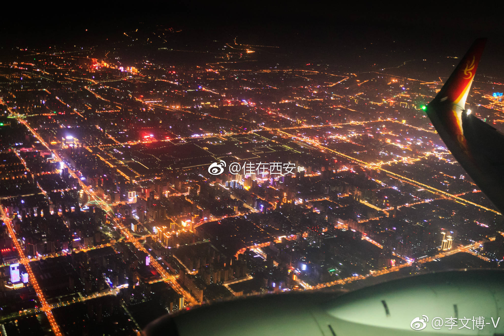 上帝视角俯瞰西安长安城犹如星河憧憬