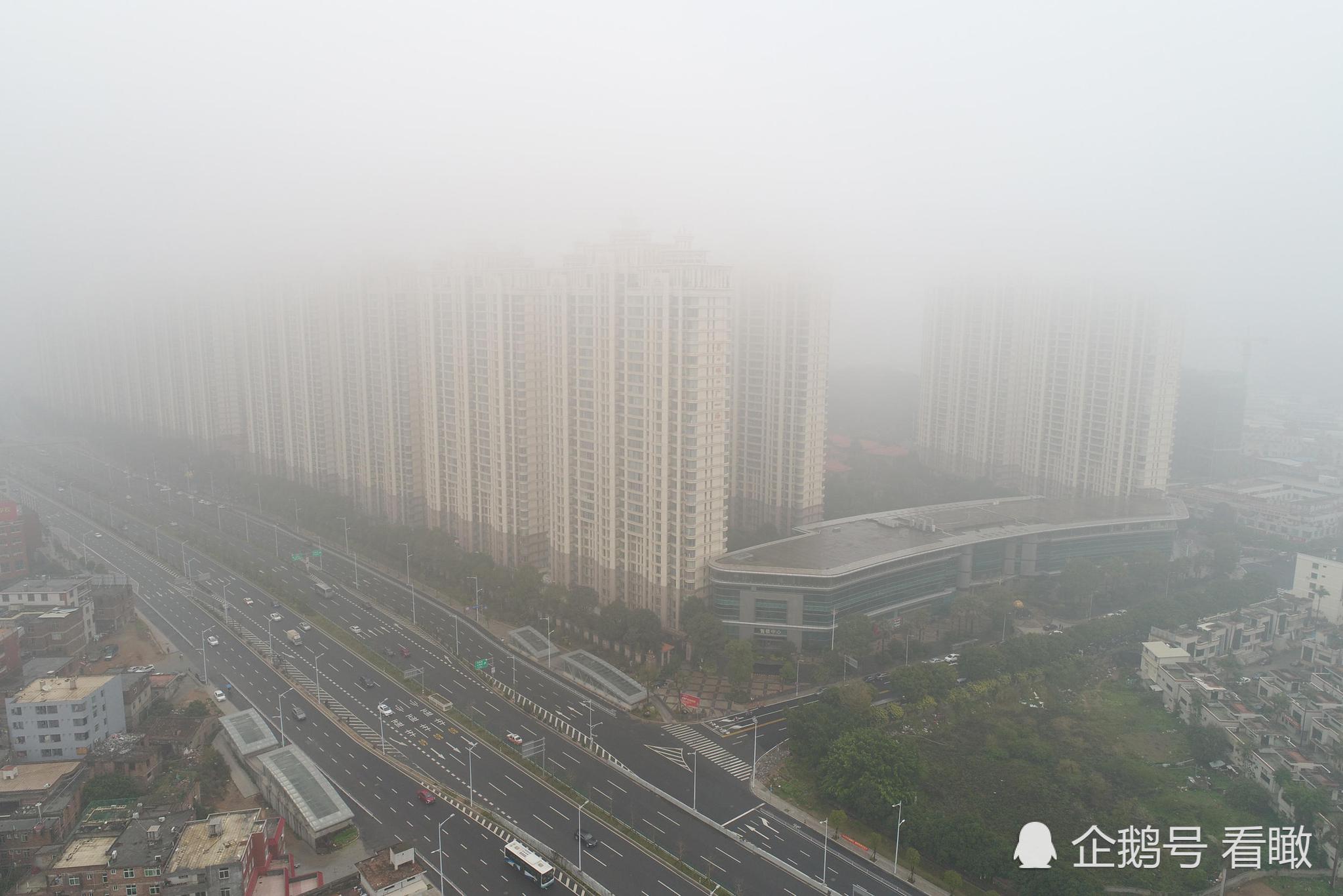 福建大雾起春雷响,雾里看城如空中楼阁