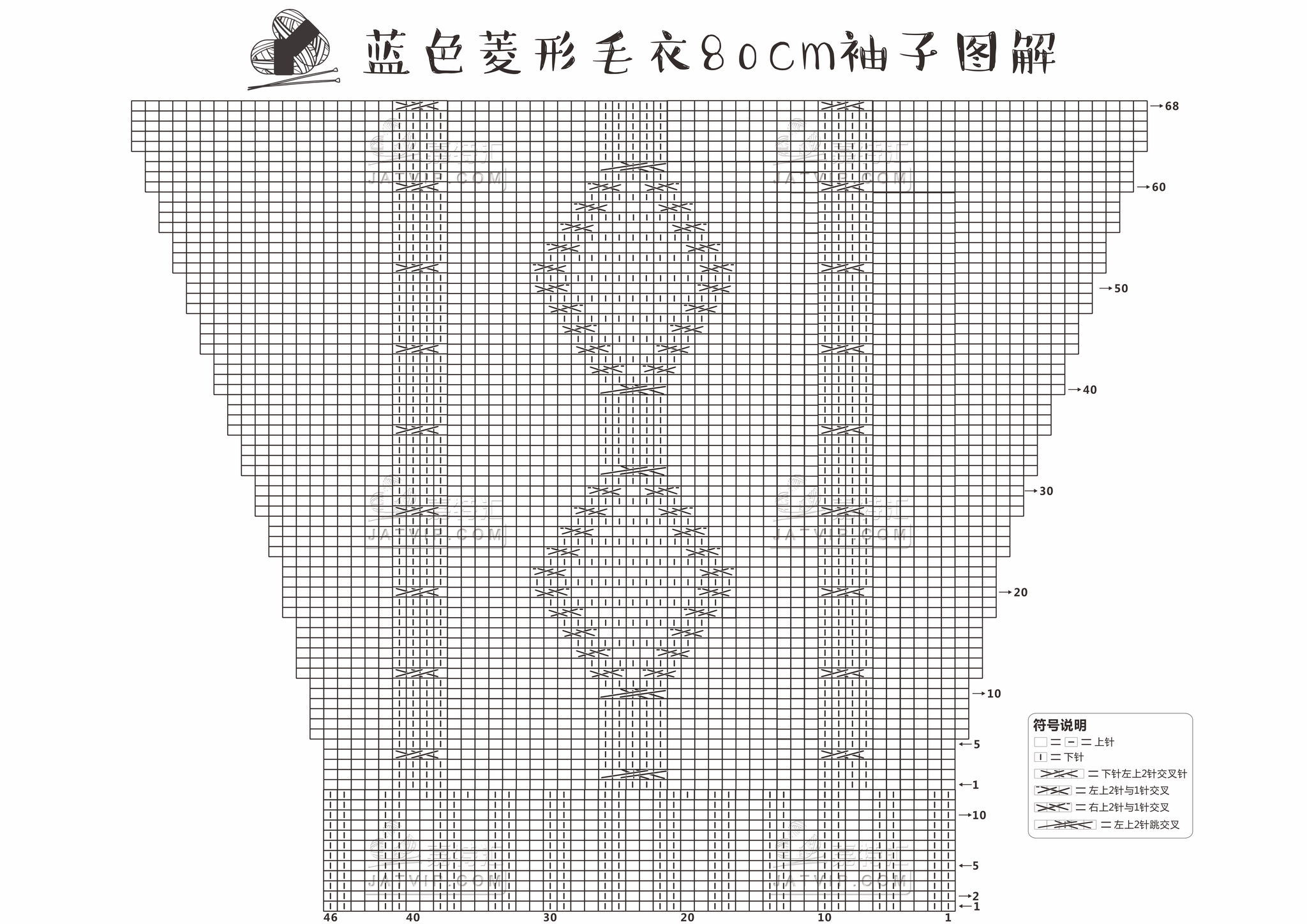 手工编织蓝色菱形毛衣diy(图解)