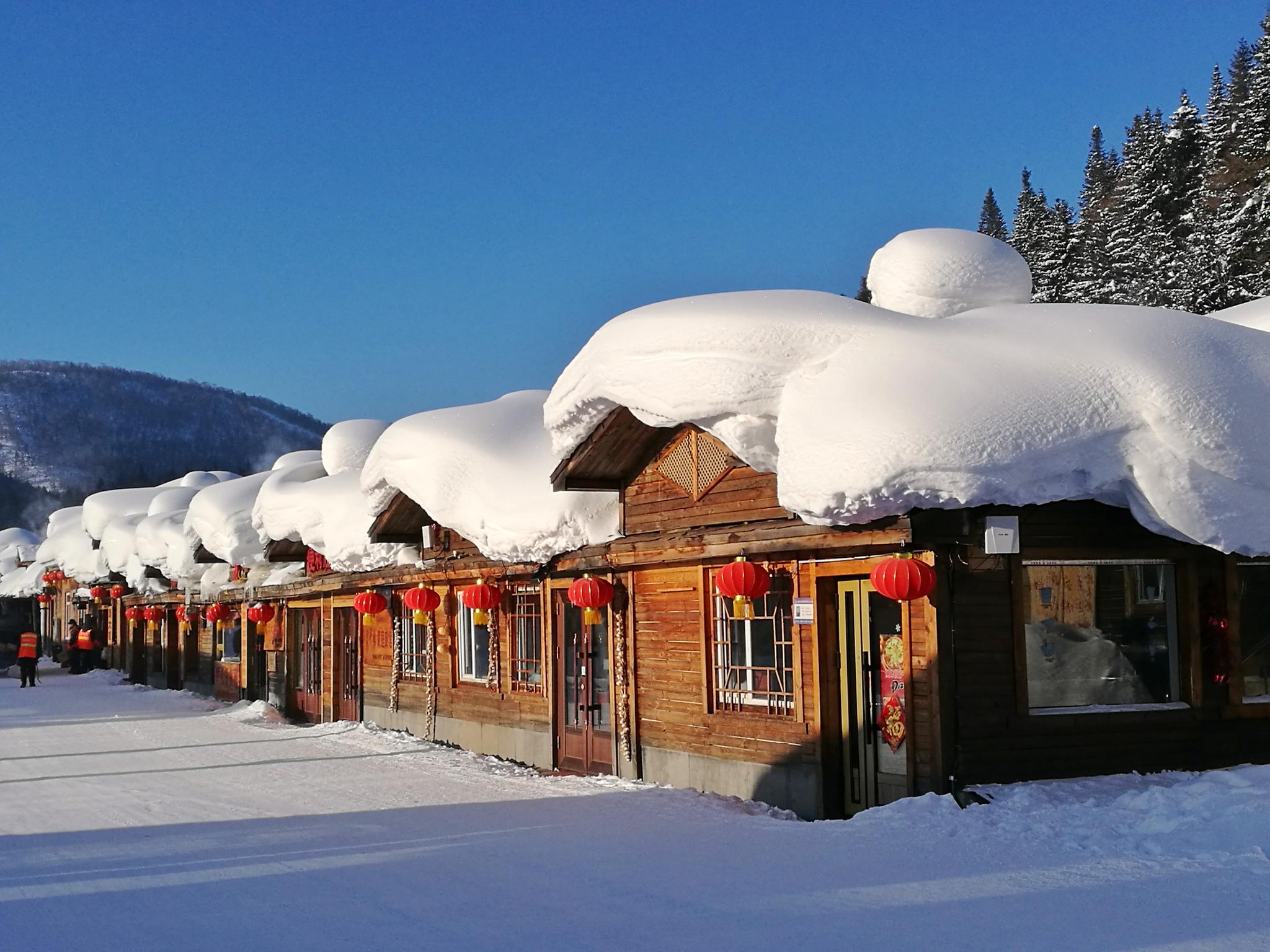 清晨的雪乡格外迷人，和煦的阳光，厚厚的积雪。_新浪新闻