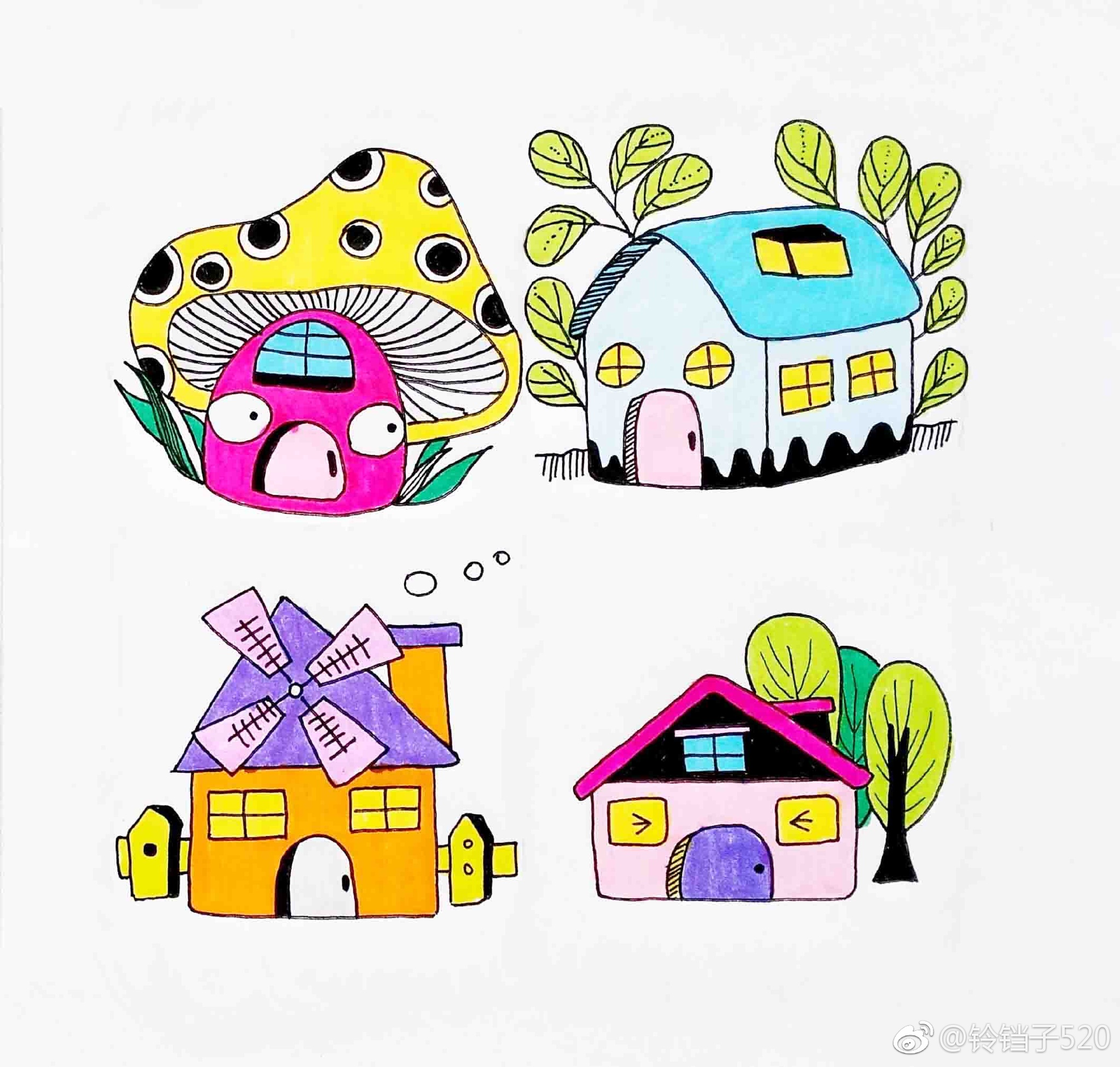 手帐简笔画第三弹:梦想小屋.作者