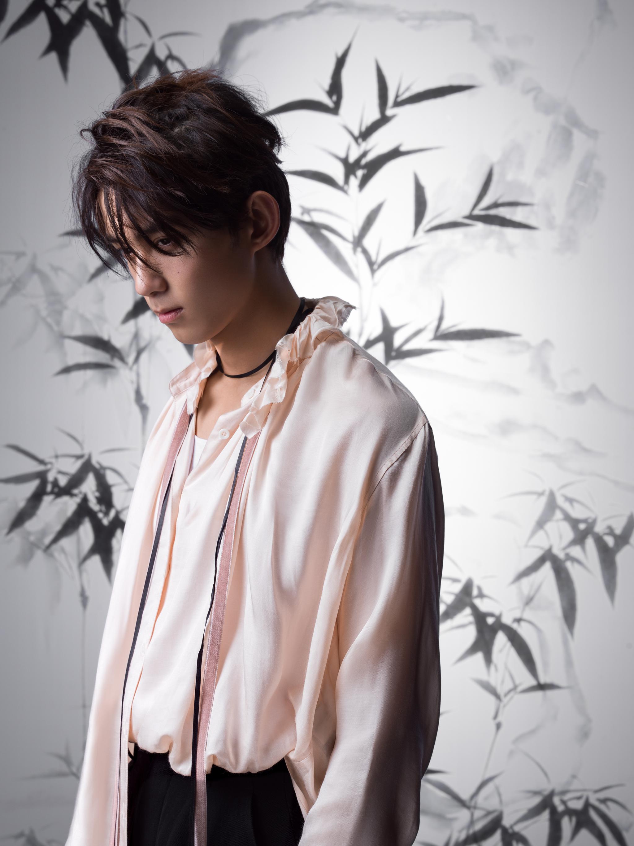 少年意气与水墨交汇,白衣飘飘侠气正燃.图中人