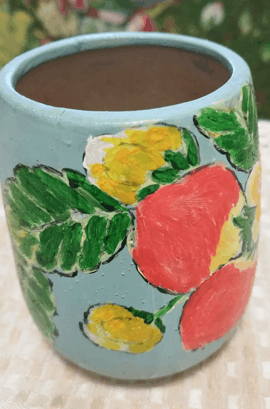 我的花盆手绘之三——红红的草莓