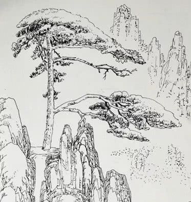 "迎客松"作画步骤