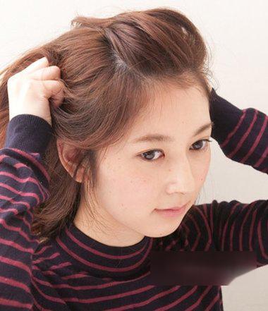 无刘海中长发马尾辫发型图解!