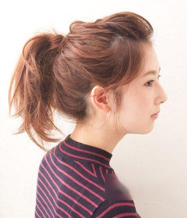 无刘海中长发马尾辫发型图解!