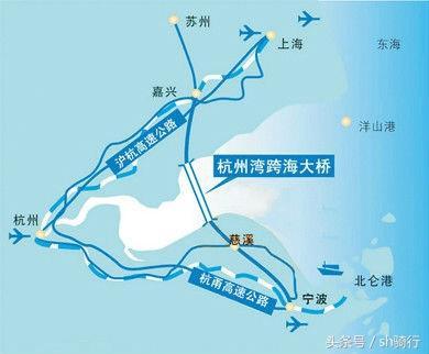 杭州湾跨海大桥北起浙江省嘉兴市海盐郑家埭,南至宁波市慈溪水路湾