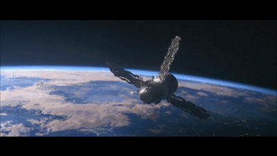 飞船翱翔于浩瀚天际.打开舱门后,悬浮的水珠很美.