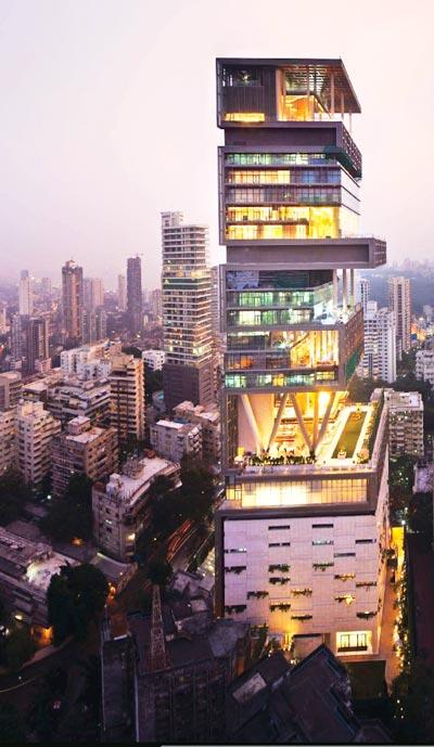 印度孟买首富大楼,一家5口住3.7万平方米,价值10亿美金