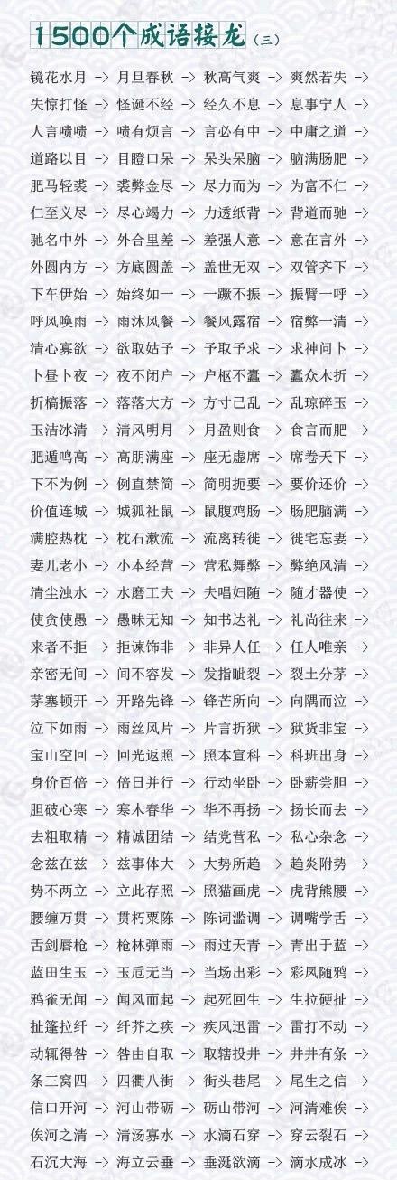 成语接龙一口气1499个,谁能做到?家长和孩子一起试试看谁厉害