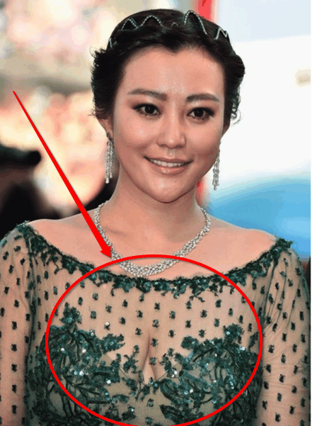 郝蕾穿蕾丝透视, 两个挂奶摇摇欲坠 网友: 都已经被压变形了!