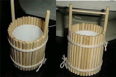 生活小智囊一次性筷子变废为宝教你手工制作小木桶