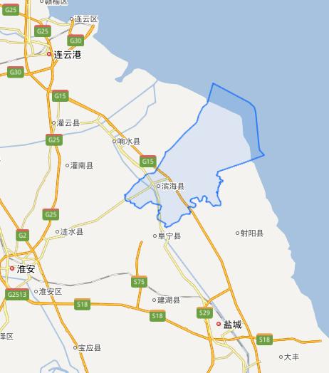 滨海县因东濒黄海而得名.其中陆地面积1667.4平方公里