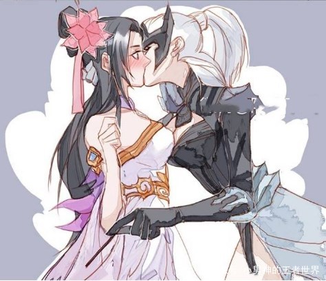 貂蝉嘴里叼着巧克力棒让露娜来接于是露娜就把貂蝉给