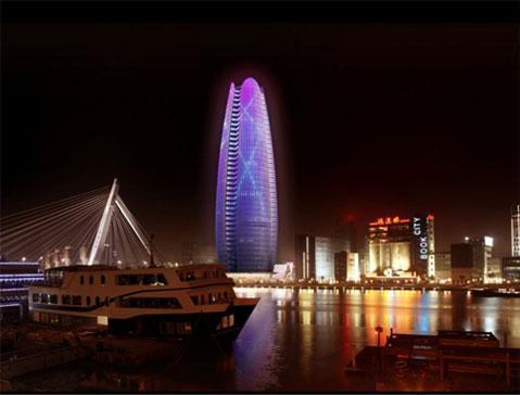 浙江地标性建筑宁波财富中心建筑高度188米