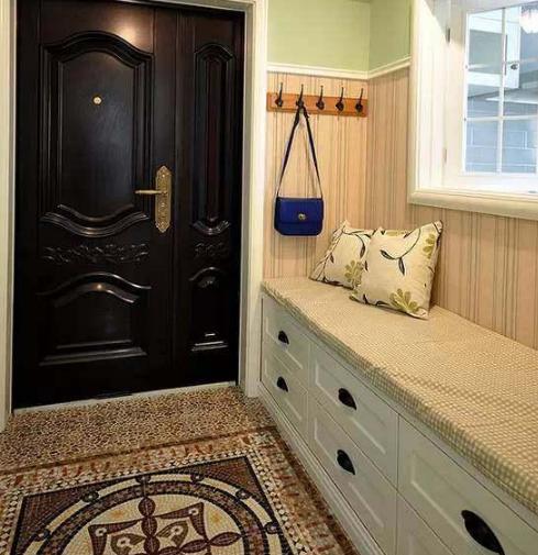 看看媳妇装修的婚房:卡座式玄关鞋柜效果真是好到没话说了!