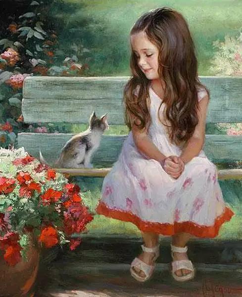 俄罗斯艺术家油画中的女童,漂亮极了