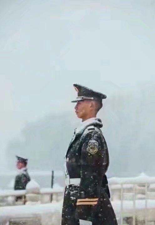 军人雪天站岗图片图片