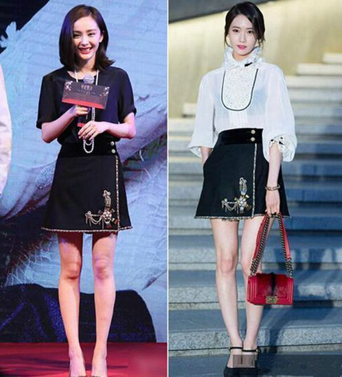 中韩女星撞衫大比拼 林允儿与杨幂难分胜负