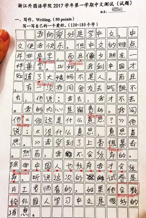 看完外国人写的中国作文,我觉得我在英语作文里掺拼音一点不过分